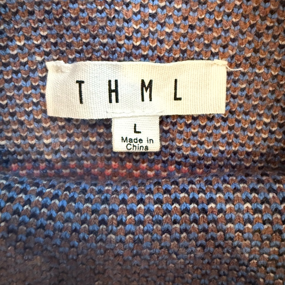 THML Knit Cowl Neck Chestnut Sleeveless Sweater With Blue Florals Size Large - Picture 8 of 10